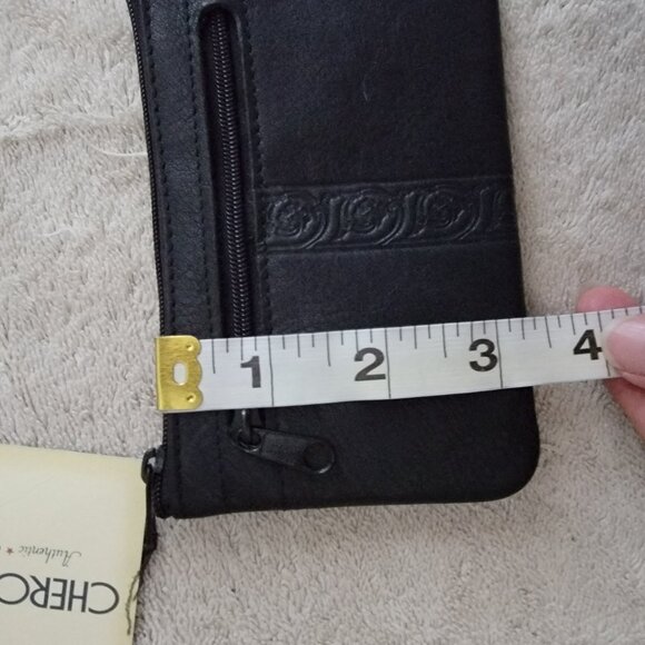 Vintage Cherokee Black Leather Wristlet/Coin Purse w Id Pouch - Picture 10 of 13